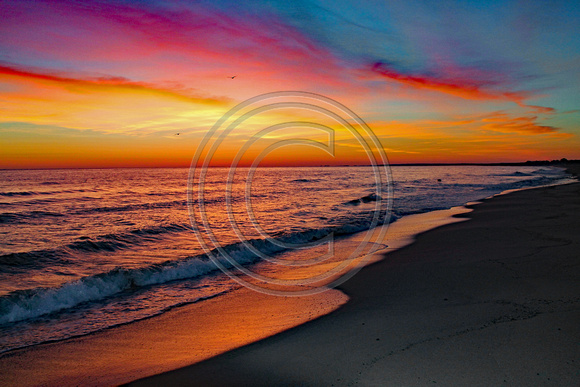 Town Neck Beach at sunrise with colors