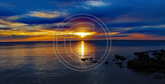 Golden blue sunset Buzzards Bay