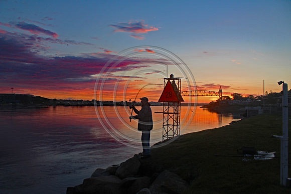 West End Cape Cod Canal sunrise with angler