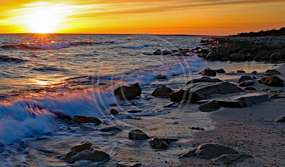 Sun setting waves colors Buzzards Bay Cape Cod
