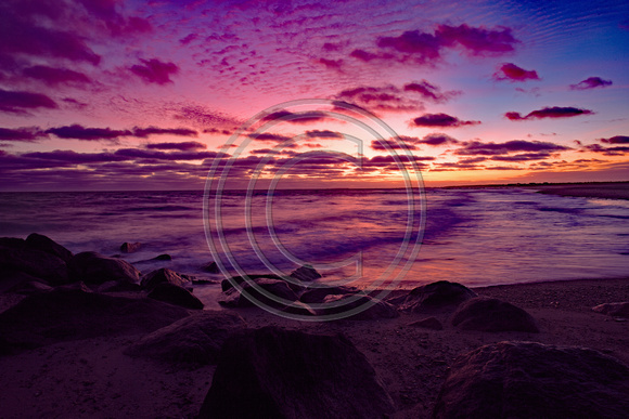 Purple & blue skies at sunrise Cape Cod Bay