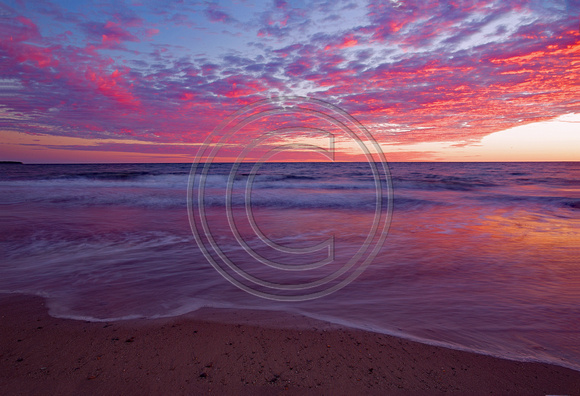 Blue pink skies at sunrise Cape Cod Bay