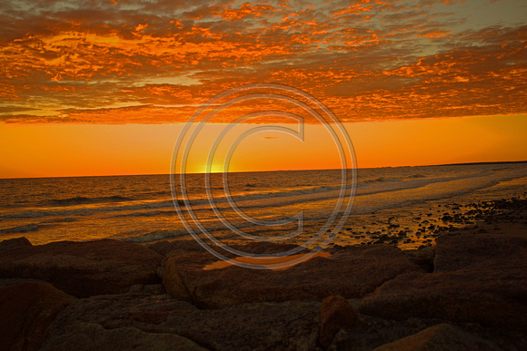 Golden sunrise on Cape Cod Bay from Sagamore Beach