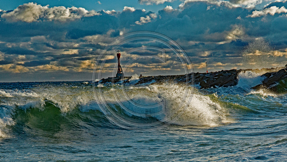 Big Surf crashing East end Jetty Cape Cod Bay