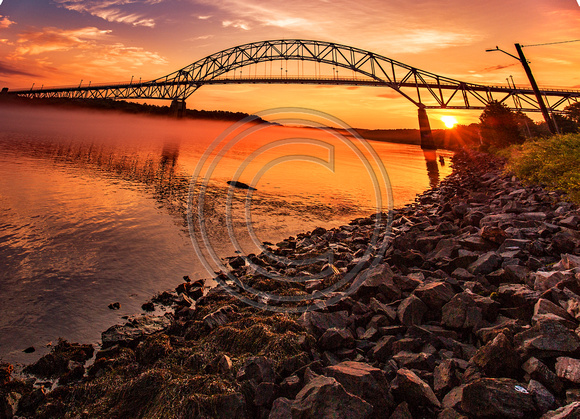Beautiful sunrise Cape Cod Canal Bourne Bridge